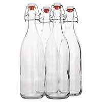 Estilo Swing Top Easy Cap Clear Glass Beer Bottles,16 oz, Set of 6 Glass  bottles 