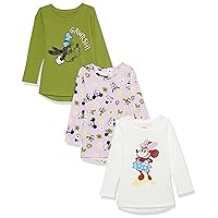 Amazon Essentials Disney | Marvel | Star Wars | Frozen | Princess Girls and Toddlers' Long-Sleeve Tunic T-Shirts, Pack of 3