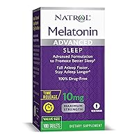 Natrol Melatonin Advanced Sleep Tablets with Vitamin B6, Helps You Fall Asleep Faster, Stay Asleep Longer, 2-Layer Controlled Release, 100% Drug-Free, Maximum Strength, 10mg, 100 Count