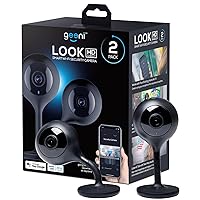 Look Smart Indoor 1080p HD Security Camera with Night Vision, Motion Detection, 2-Way Audio, Works with Alexa and Google Home, Black, 2-Pack