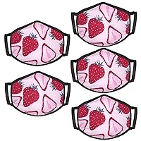 Strawberry Pattern Print Face Mask,Covers Fullface Anti-Dust,Unisex,Washable,Breathable,Reusable Safety Masks