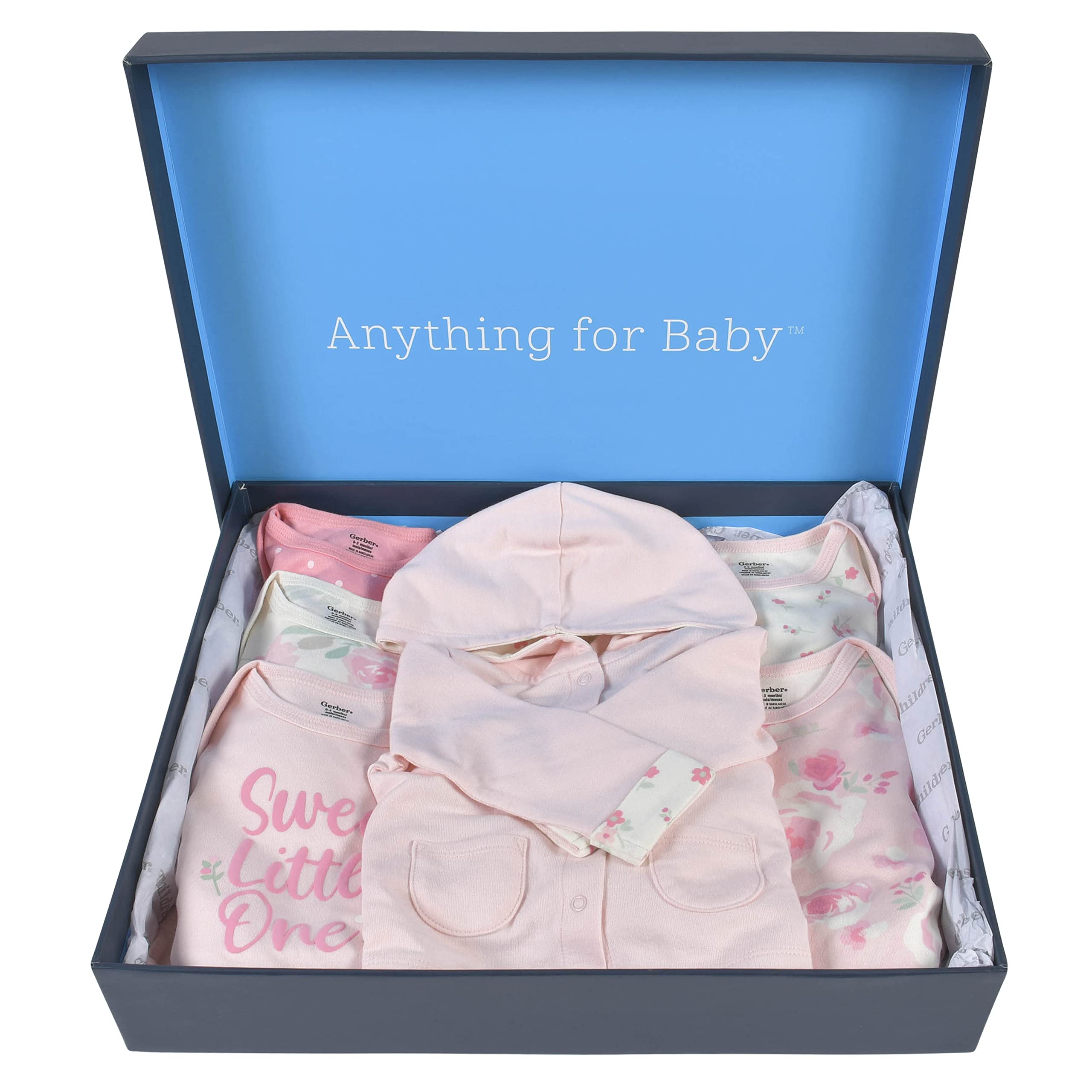 Gerber Baby 8-Piece Clothing Gift Set (5Pk Bodysuits 2Pk Pants & 1Pk Hooded Cardigan), Pink, Newborn