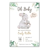 30 Invitations bunny baby shower watercolor animals photo paper