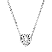 Pandora Timeless Women's Sterling Silver Elevated Heart Cubic Zirconia Pendant Necklace, 45cm, No Box
