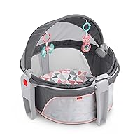Fisher-Price Portable Bassinet and Play Space On-the-Go Baby Dome with Developmental Toys and Canopy, Rosy Windmill