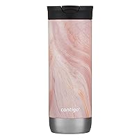 Contigo Huron Vacuum-Insulated Stainless Steel Travel Mug with Leak-Proof Lid, Keeps Drinks Hot or Cold for Hours, Fits Most Cup Holders and Brewers, 20oz Pink Marble