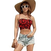 Fuck Letter Pattern Women's Sexy Crop Top Casual Sleeveless Tube Tops Clubwear for Raves Party