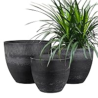 Large Plant Pots Indoor, 14.5 Inch 12.5 Inch 10.5 Inch Resin Thicken Porch Outdoor Planter with Drainage Holes Plug for Plants Flowers and Tomato Vegetable Planting