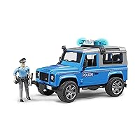 Bruder Land Rover Police Vehicle Blue/Silver w Light Skin policem