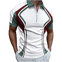 Mens Muscle Fit Henley Shirts 2024 Comfy Short Sleeve Running Tops Lapel V Neck 1/4 Zipper T-Shirt Summer Color Block Tees