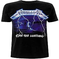Metallica Men's Ride The Lightning Tracks (Back Print) Slim Fit T-Shirt Black
