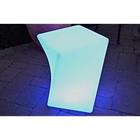 Main Access Twist: 18 Inch Color Changing LED Light Stool Seat; Wireless, Waterproof and Rechargeable for Patio, Pool or Balcony