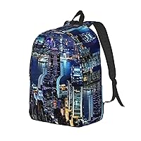 Canvas Backpack For Women Men Laptop Backpack China-Hong Kong Travel Daypack Lightweight Casual Backpack