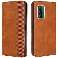 Nokia XR21 Case, Retro PU Leather Magnetic Full Body Shockproof Stand Flip Wallet Case Cover with Card Holder for Nokia XR21 5G Phone Case (Brown)
