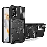Case For Honor X7B 4G,Military flashing [Built-in Kickstand] Magnetic Rotate Ring Holder Heavy Duty TPU+PC Shockproof Protect Phone Case For Huawei Honor Play 8T/Honor Play 50 Plus 5G (Black)