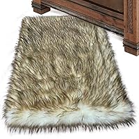Plush Shag Area Rug - Brown Tipped Coyote, Wolf Rug - Luxury Soft Faux Fur Carpet - Sheepskin - Rectangle Accent Art Rug (60