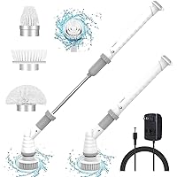 Upgraded Electric Spin Scrubber, 360 Cordless Bathroom Tub and Tile Floor Scrubber,Shower Scrubber for Cleaning,Multi-Purpose Power Cleaner with 3 Replaceable Cleaning Brush Scrubber Heads(Gray)