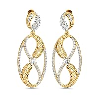 Certified 18K Gold Drop Earring in Round Natural Diamond (1.42 ct) with White/Yellow/Rose Gold Birthday Earring for Women