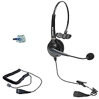 Unify (Siemens) OpenScape Desk Phone Compatible Call Center Headset with Noise Canceling Microphone, Tangle-Less Bottom Quick Disconnect Cord | Flexible & Rotatable Microphone Boom | Durable