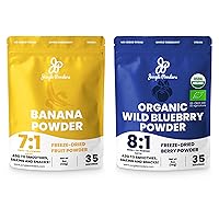 Jungle Powders Bundle: 5oz Freeze-Dried Banana Powder & Extract + 5oz Organic Wild Blueberry Powder - Perfect for Smoothies, Baking, and More - Bags of Pure, Additive-Free Superfood Goodness!