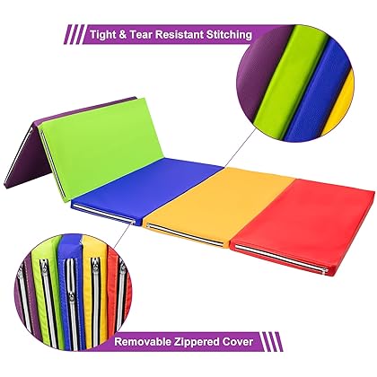 SZHLUX Tumbling Mat, Foldable Kids Gymnastics Mat, Extra Thick High-Density Tear-Resistant, Suitable for Tumbling, Gymnastics, and Stretching
