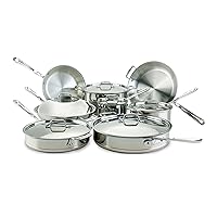 All-Clad Copper Core 5-Ply Stainless Steel Cookware Set 14 Piece Induction Oven Broiler Safe 600F Pots and Pans Silver