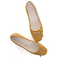 Ladies Faux Suede Summer Casual Cute Dress Flats Outdoor Walking Shoes T-Apricot Yellow US 9