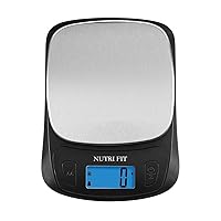 NUTRI FIT Ultra Slim Kitchen Scale Digital Food Weight Scale for Baking Cooking in Grams and Ounces Tare & Backlit LCD Display 11lb 5kg Capacity- Black/Stainless Steel