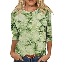 COTECRAM Summer Tops for Women 2024 Vacation 3/4 Lenght Sleeve Boho Shirts Floral Printed Dressy Casual Blouse Graphic Tees
