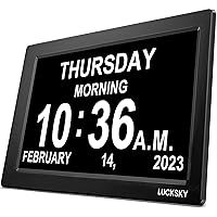 10 Inch Large Clocks for Seniors, Dementia Clock with Date and Day of Week, Accurate Time, Adjustable Brightness, Loud Alarm, Memory Function, Easy to Use (10 inch)