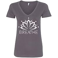 Threadrock Women's Breathe Lotus Flower V-Neck T-Shirt