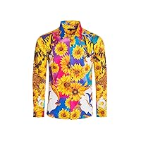 Barabas Men's Sunflower Butterfly Printed Designer Dress Shirts SP200