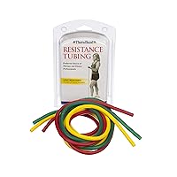 THERABAND Resistance Tubes, Professional Latex Elastic Tubing, Upper & Lower Body, Core Exercise, Physical Therapy, Lower Pilates, At-Home Workouts, & Rehab, 5 Foot, Yellow, Red, & Green, Beginner Set