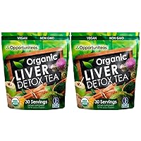 Organic Liver Detox Tea - Matcha Green Tea, Milk Thistle, Coconut Water, Spirulina, Ginger, & Cinnamon - Boost Energy - Liver Care Support Supplement. Vegan & Non GMO - 60 Servings