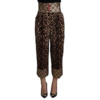 Dolce & Gabbana Brown Leopard Gold Jacquard High Waist Pants IT46|XL