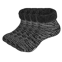 Women's Non Slip Slipper Socks Cozy Fluffy Fleece Warm Socks Anti Skid Home Hospital Socks For Women 6-12, 2 Pairs