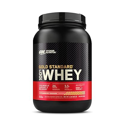 Optimum Nutrition Gold Standard 100% Whey Protein Powder, Strawberry Banana 2 Pound (Packaging May Vary)