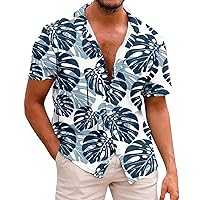 Mens Hawaiian Floral Bowling Shirts Short Sleeve Casual Stylish Beach T Shirts Button Up Boho Tropical Holiday Dress Shirt