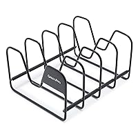 GreenPan Stainless Steel Wire Pots and Pans Lid Storage Rack, Holds 4 Lid Covers, Easy Storage, Countertop or Cabinent Organizer, Minimizes Clutter, Fast Drying, Wipes Clean, Black