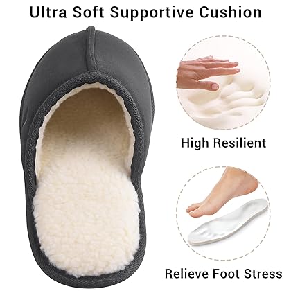 Vansarto Mens Scuff Slippers Micro Suede Memory Foam Slide Clogs Slip on Indoor Outdoor House Shoes