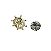 Gold Toned Nautical Steering Helm Lapel Pin