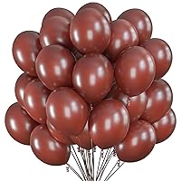 Prextex 75 Brown Party Balloons 12 Inch Coffee Brown Balloons with Matching Color Ribbon for Themed Party Decoration, Weddings, Baby Shower, Birthday Parties Supplies or Arch Décor - Helium Quality