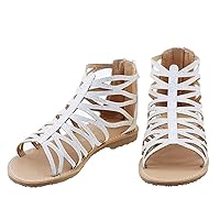 Girls Gladiator Sandals Strapped Sandals with Zipper Summer Cute Open Toe Shoes