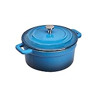 AmazonCommercial Enameled Cast Iron Covered Small Cocotte, 18 Ounce, Blue