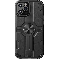Case for iPhone 12 Pro Max 6.7 inch, Military Grade Shockproof TPU Soft Silicone Phone Case with Ring Holder Kickstand, Full Body Protective Cover for iPhone 12 Pro Max (Color : Black)