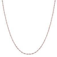 Jewelry Affairs 14k Rose Gold Singapore Chain Necklace, 1.0mm