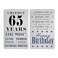 Unique 65th Birthday Gifts - 65 Year Old Birthday Laser-Engraved Card – Durable Metal Wallet-Sized Keepsake