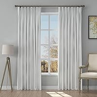 TWOPAGES Stefana Silber x Extra Long Linen Drape, Pinch Pleat Curtain, Striped Beige Fog Print Linen Curtain for Living Room Bedroom Light Filtering Curtain, 50