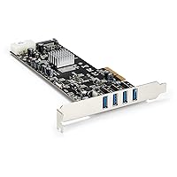 StarTech.com 4 Port USB 3.0 PCIe Card w/ 4 Dedicated 5Gbps Channels (USB 3.2 Gen 1) - UASP - SATA / LP4 Power - PCI Express Adapter Card (PEXUSB3S44V)