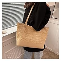 n/a Large-Capacity Bag Women's Summer Casual Straw Bag Commuting Shoulder Bag Basket Tote Bag for Women (Color : A, Size : One Size)